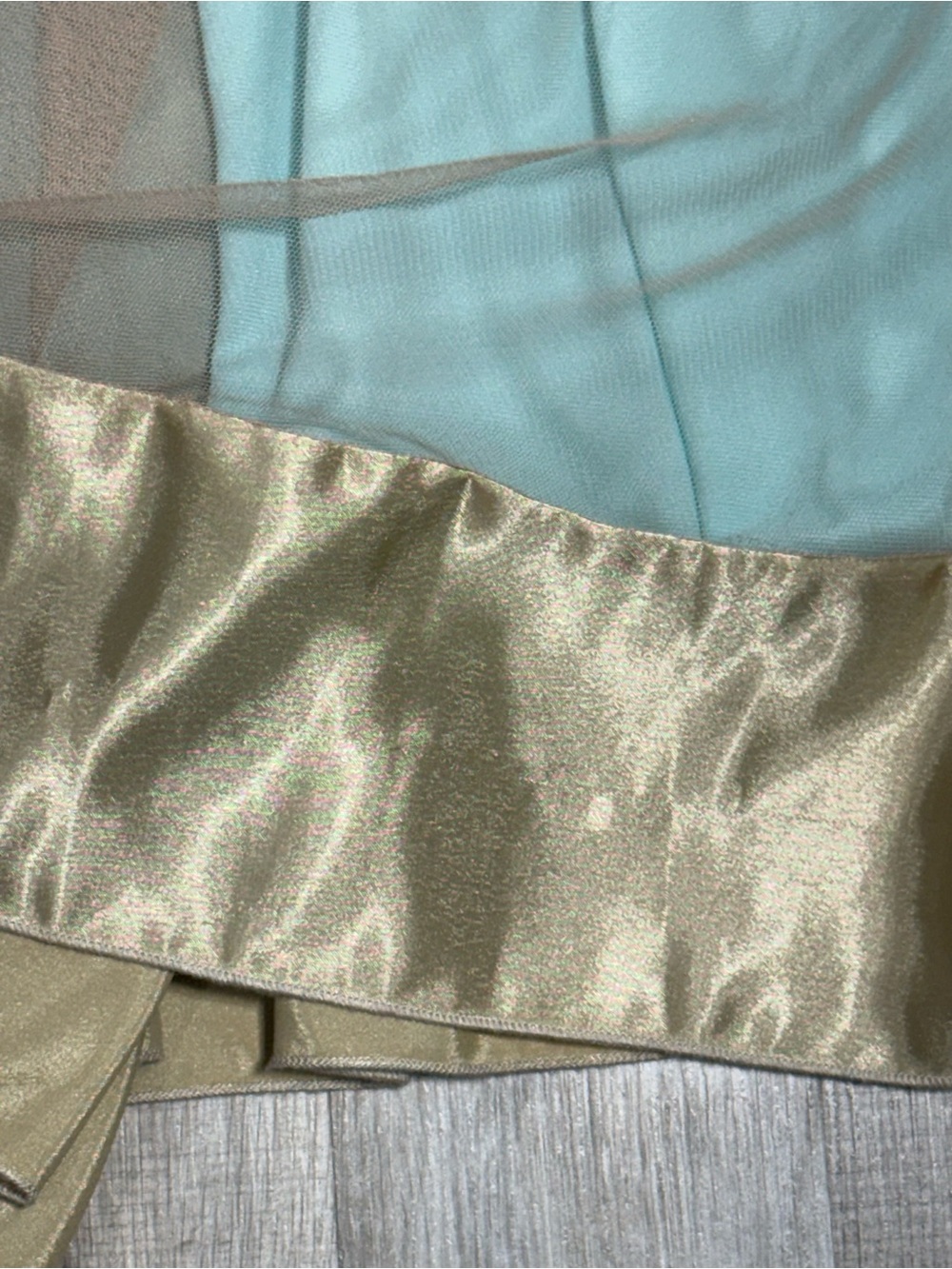 Vintage 90’s Y2K City Triangles Aqua Dress Gold Mesh overlay and trim Fairycore - Picture 10 of 12